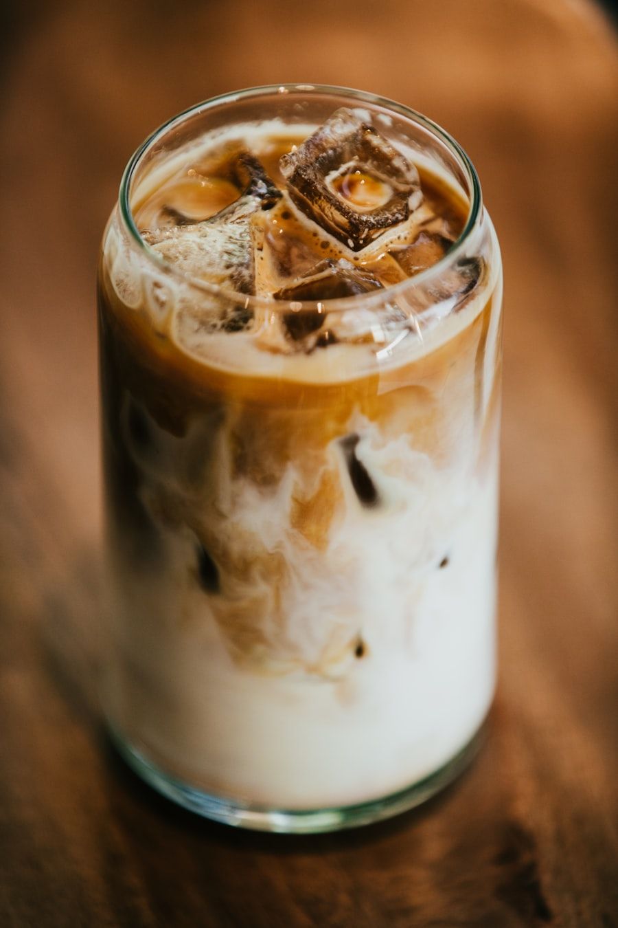 A glass of iced cold-brew coffee.